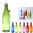 1l colored glass bottle, 6-fold assortment