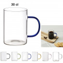 mug en verre anse coloree 30cl, 6-fois assorti