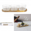 set aperitif acacia coupelle verre x3