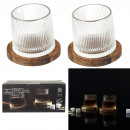 acacia whisky glass holder x2