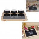 bamboo tray with board and cup x3