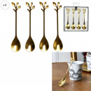 golden leaf coffee spoon x4