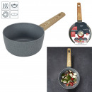 forged aluminium saucepan with wood-effect handle 