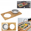 bamboo cutting board with integrated sieve