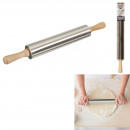 wood and stainless steel rolling pin