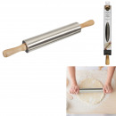 wood and stainless steel rolling pin