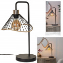 table lamp black and rattan shade