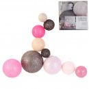 garland ball 10 led multi-size pink 192cm