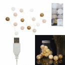 garland ball usb 15 led gold white nude