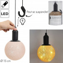 lighted deco ball to suspend beige d15cm
