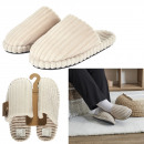 chaussons grosses cotes velours creme