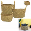 woven basket with handles x3