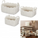 white knit basket x3