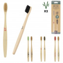 brosse à dents bambou x2, 3-fois assorti