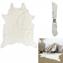 tapis forme peau de bete fausse fourure blanc
