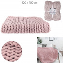 chunky knitted plaid pink 120x150cm