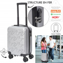 embossed grey-blue cabin suitcase 29l