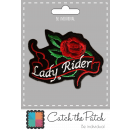 Ecusson - Lady Rider Biker - rouge - 9x7cm
