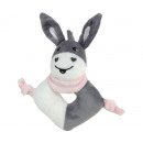 groothandel Speelgoed: Baby pluche Ezel 13cm, grijs/roze rammelaar