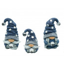 Famille de gnomes en poly, bleu, 8x7x12,5cm