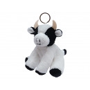 Vache en peluche noire avec porte-clés, 7x7x