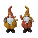 Gnome avec corps de citrouille en poly, 10,5x8x21c