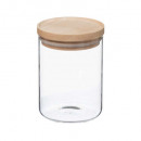 jar glass + wood hermet 600ml, transparent