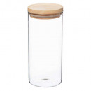 ingrosso Decorazioni: vaso vetro + legno 1,3l, trasparente