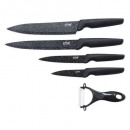 cuchillos de acero inoxidable x5 caja, negro