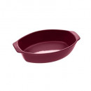 plato de cerámica ovalado 35x21 rojo, rojo