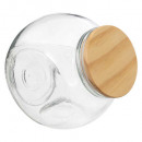 glas + houten snoeppot 2,1 l, transparant