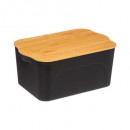 caja de plástico + funda de bambú 6,5l, negra