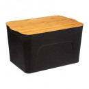 caja de plástico + funda de bambú 24l, negra
