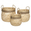 cestas de bambú cuerda redonda natural x3, beige