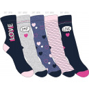 set of 5 children's socks, love girls