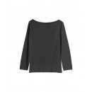 Ladies Cotton T-Shirt Long Sleeve Black TSK-1006-B