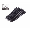 Attaches de câble 2,5 x 100 mm 100 pièces noir