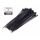 Cable ties 3.6 x 200 mm 100 pieces black