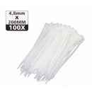 Cable ties screw 4.8 x 200 mm 100 pieces white