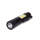 Lampe de poche LED + COB alu mini 92 x 21 mm