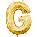 Gold, Arany mini G betű fólia lufi 33 cm