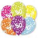 Happy Birthday 50 léggömb, lufi 6 db-os 11 inch (2