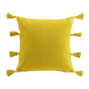 Poduszka zdejmowany pompon, żółty, 45 x