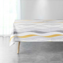obrus prostokątny, biały/żółty, 150 x 240 cm, poly