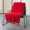manta sillón con flecos, rojo, 150 x 150