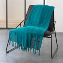 manta sillón con flecos, azul, 150 x 150
