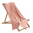 manta de sillón con flecos, melocotón, 150 x 150