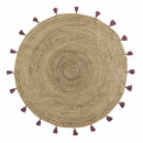 alfombra redonda, burdeos, diámetro 120 cm, yute l