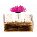 Vase en bois avec 3 verres 19x6,5cm h = 11cm
