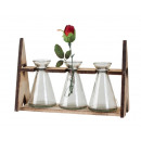 Vases en verre avec cadre en bois h = 17,5cm b = 2
